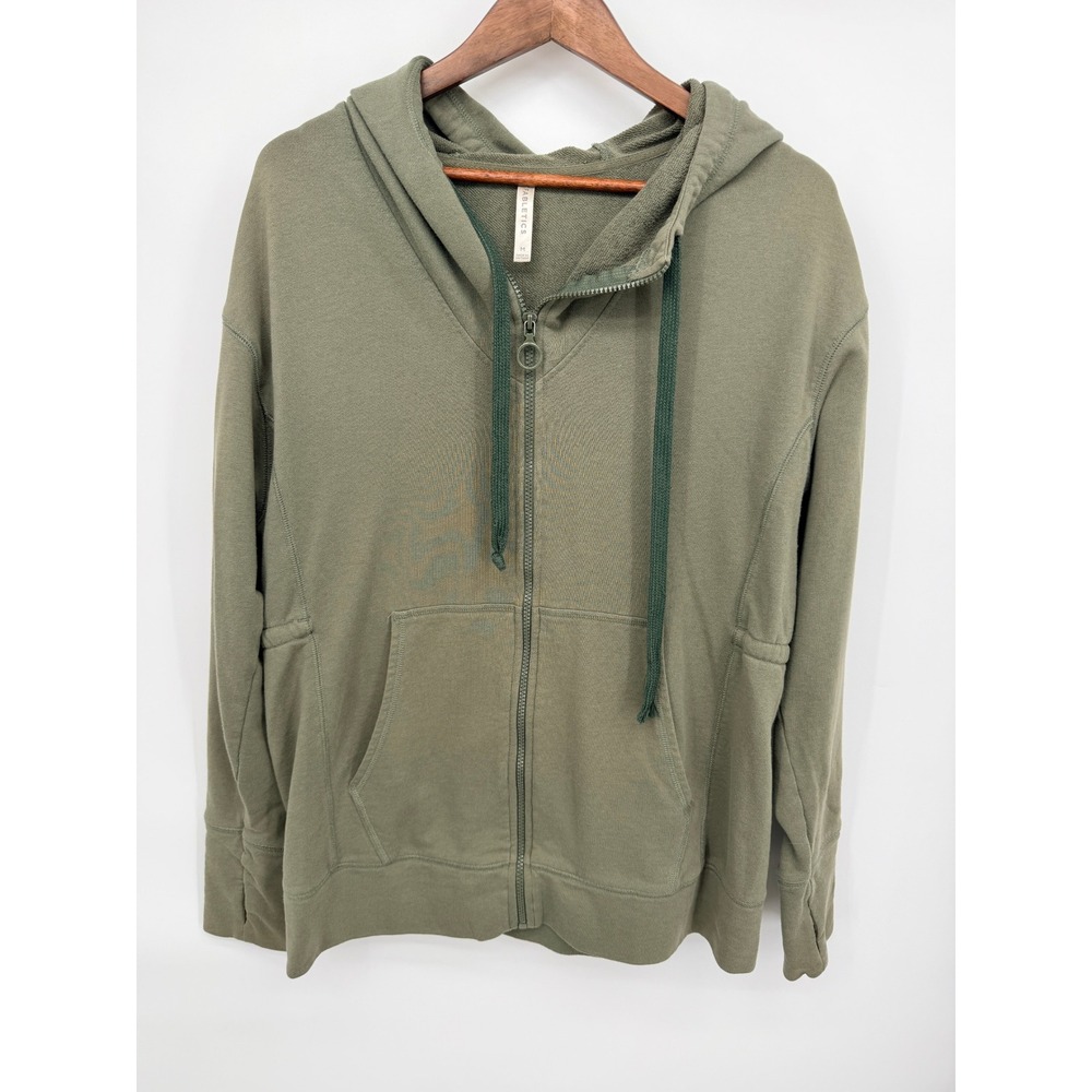Fabletics Full Zip Hoodie Women Medium Green Good Adjustable Waist Fleece